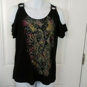 Inspire Black cold shoulder Maternity top